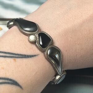 Vintage Barce multi-stone 925 Sterling Silver Cuff Bracelet